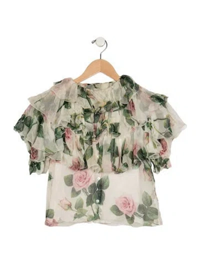 Pre-owned Dolce & Gabbana Kids' Girl's Floral Printed Dress In White