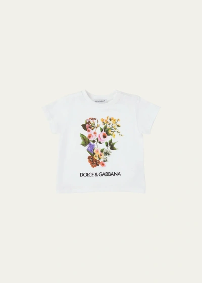 Dolce & Gabbana Kids' Girl's Flower Power Short-sleeve Cotton T-shirt In White
