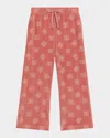Dolce & Gabbana Girl's Interlocked Logo Velvet Sweatpants In Medpink