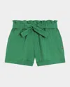 Dolce & Gabbana Girl's Logo-plaque Belted Shorts In Brgtgreen