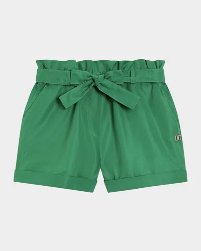 DOLCE & GABBANA GIRL'S LOGO-PLAQUE BELTED SHORTS
