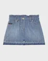 Dolce & Gabbana Logo-plaque Denim Skirt In Light Blue