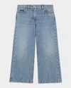 Dolce & Gabbana Girl's Logo-plaque Wide Leg Jeans In Medblue