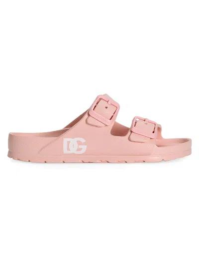 Dolce & Gabbana Girl's Logo Pool Slides In Pink