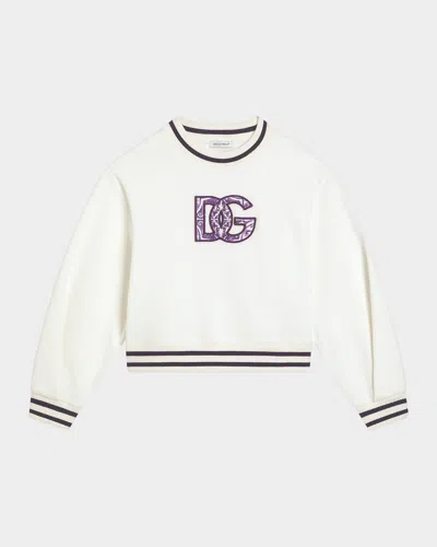 Dolce & Gabbana Kids' Girl's Logo-print Maiolica Sweatshirt