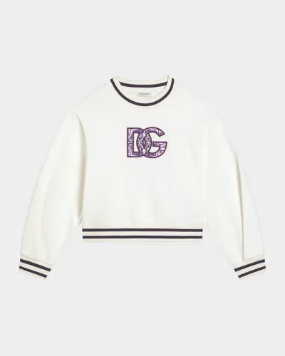 DOLCE & GABBANA GIRL'S LOGO-PRINT MAIOLICA SWEATSHIRT