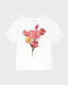 Dolce & Gabbana Girl's Logo-print Tulip Graphic T-shirt In White Print