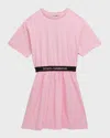 Dolce & Gabbana Girl's Logo-print Waistband T-shirt Dress In Pink