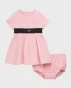Dolce & Gabbana Girl's Logo-printed Jersey Dress W/ Bloomers In Pastel Pink