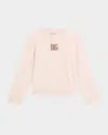 Dolce & Gabbana Girl's Logo Sequined Felpa Patch Sweatshirt In Neutral