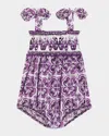 Dolce & Gabbana Girl's Maiolica Printed Bubble Romper In Purple
