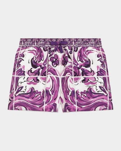 DOLCE & GABBANA GIRL'S MAIOLICA PRINTED SHORTS