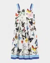 Dolce & Gabbana Poplin Dress With Butterfly Print In White Prnt