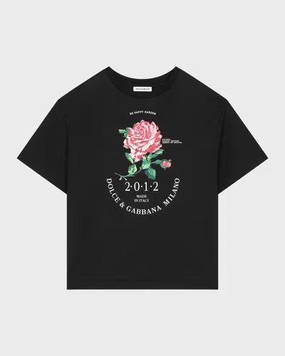 DOLCE & GABBANA GIRL'S ROSE-PRINT GRAPHIC T-SHIRT