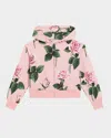 Dolce & Gabbana Girl's Rose-print Hoodie In Pink Print