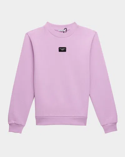 DOLCE & GABBANA GIRL'S RUBBER LOGO PATCH SWEATSHIRT