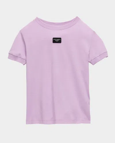 DOLCE & GABBANA GIRL'S RUBBERIZED LOGO-PRINT T-SHIRT