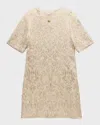 Dolce & Gabbana Girl's Short-sleeve Brocade Dress In Gold
