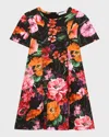 Dolce & Gabbana Girl's Summer Floral-print Dress In Black Print