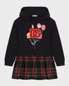 Dolce & Gabbana Blue Dress For Girl With Tulip And Logo In Multi