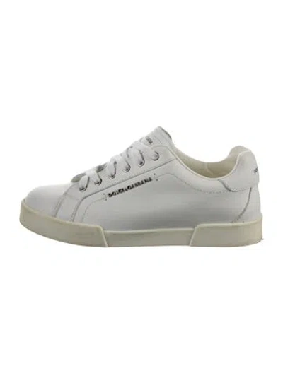 Pre-owned Dolce & Gabbana Babies' Girls 2y Leather Sneakers In White