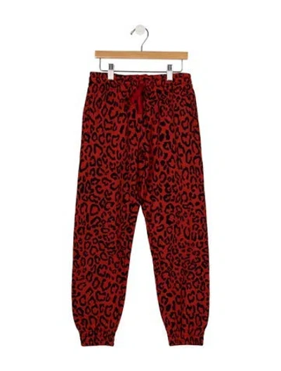 Pre-owned Dolce & Gabbana Kids' Girls Animal Printed Embroidered Sweatpants In Red