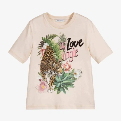 Dolce & Gabbana Babies' Girls Beige Cotton T-shirt