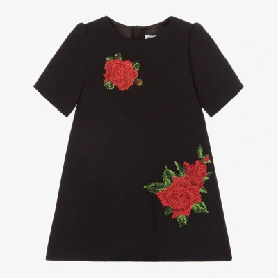 Dolce & Gabbana Babies' Girls Black & Red Roses Dress Set In White