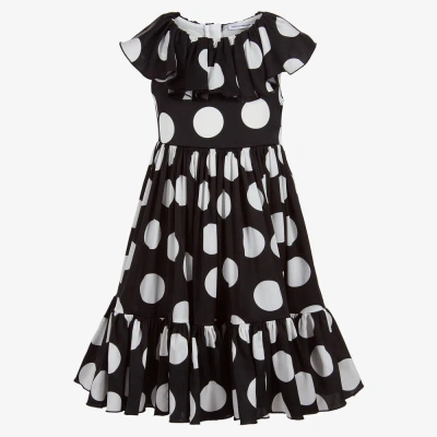 Dolce & Gabbana Babies' Girls Black & White Silk Dress