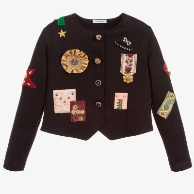 Dolce & Gabbana Kids' Girls Black Appliqué Jacket