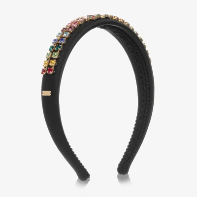 Dolce & Gabbana Kids' Girls Black Gem Logo Hairband