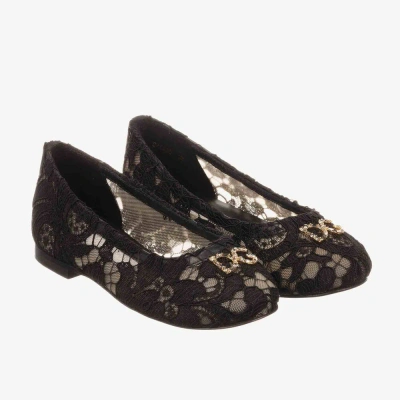 Dolce & Gabbana Kids' Girls Black Lace Ballerina Pumps