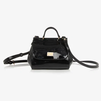 Dolce & Gabbana Kids' Girls Black Patent Leather Sicily Bag (14cm)