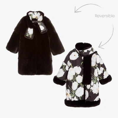 Dolce & Gabbana Kids' Girls Black Reversible Fur Coat