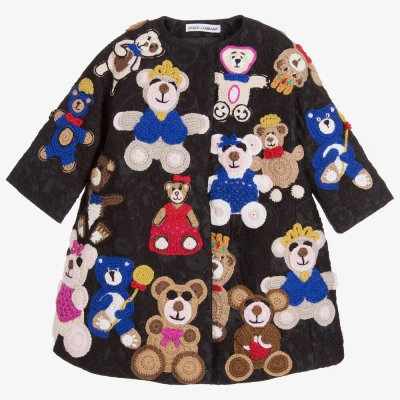 Dolce & Gabbana Kids' Girls Black Teddy Coat