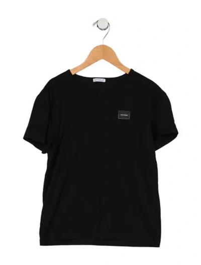 Pre-owned Dolce & Gabbana Kids' Girls Branded Crewneck Shirt In Black