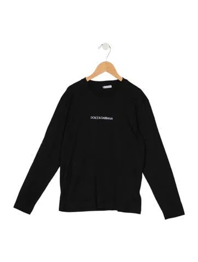 Pre-owned Dolce & Gabbana Kids' Girls Branded Embroidered Long Sleeve Shirt In Black