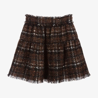 Dolce & Gabbana Kids' Girls Brown Check Tweed Skirt