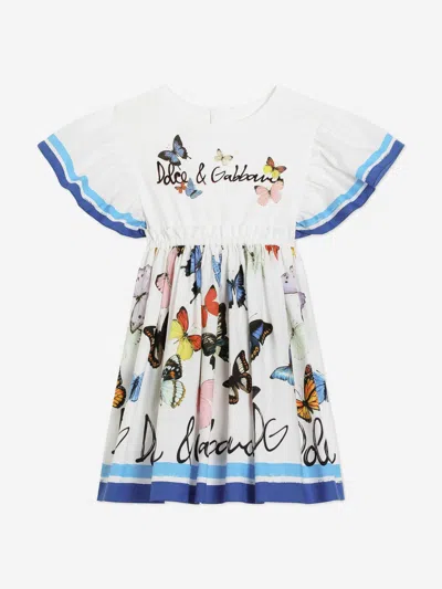 Dolce & Gabbana Kids' Girls Butterfly Print Dress In White