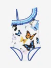 Dolce & Gabbana Girls Butterfly Print Swimsuit In Multi