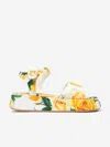 Dolce & Gabbana Girls Canvas Rose Print Sandals In Multicoloured