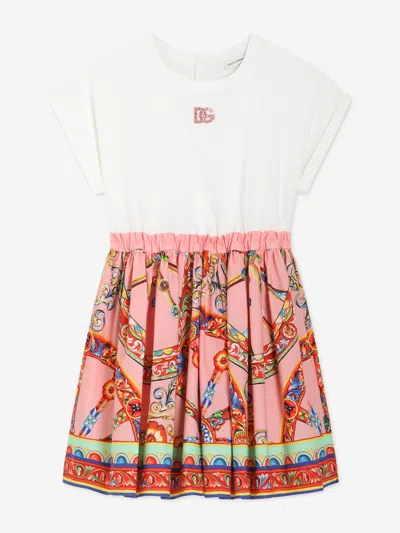 Dolce & Gabbana Babies'  Girls Carretto Print Logo Dress In White