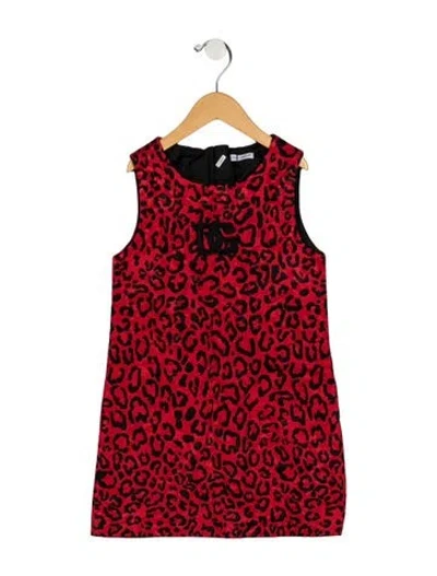 Pre-owned Dolce & Gabbana Kids' Girls' Cheetah Print Sleeveless Dress In Red