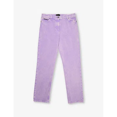 Dolce & Gabbana Kids' Faded-wash Brand-patch, Straight-leg Slim-fit Jeans 10-12+ Years In Combined Colour