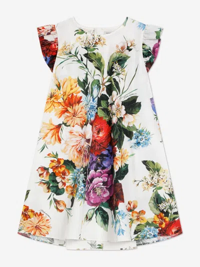 Dolce & Gabbana Babies'  Girls Cottom Floral Dress In White