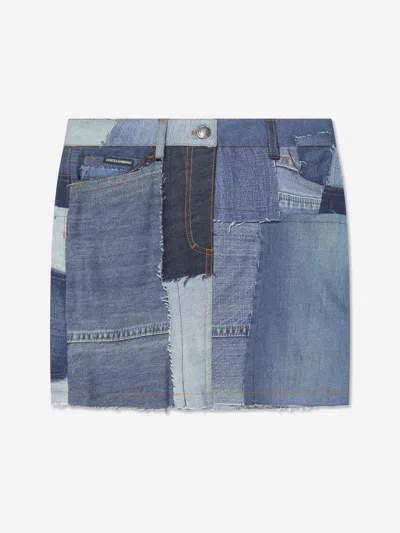 Dolce & Gabbana Kids' Girls Denim Skirt In Blue