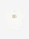 Dolce & Gabbana Cotton Embellished Logo T-shirt In Gold