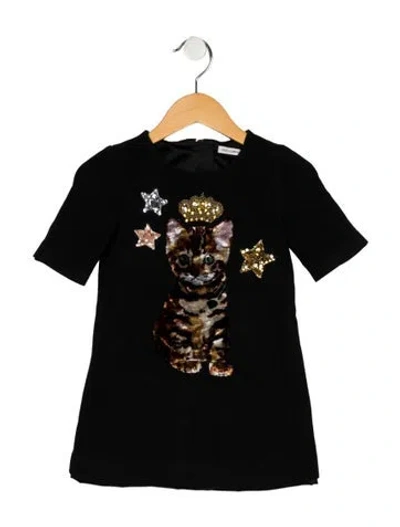 Pre-owned Dolce & Gabbana Babies' Girls Embellished Dress In Black
