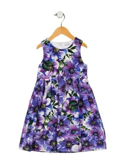 Pre-owned Dolce & Gabbana Babies' Girls' Floral Pattern Sleeveless Dress In Purple