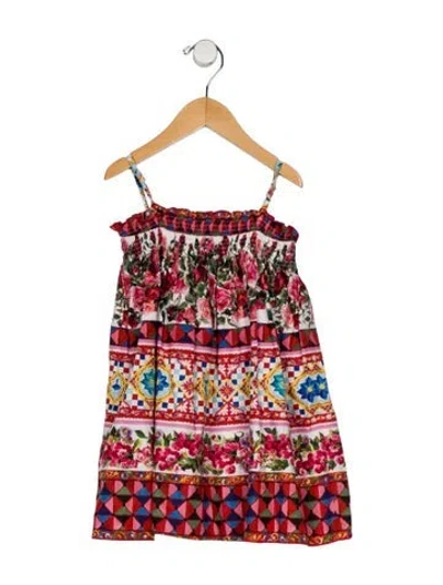 Pre-owned Dolce & Gabbana Babies' Girls' Floral Print Dress In Red